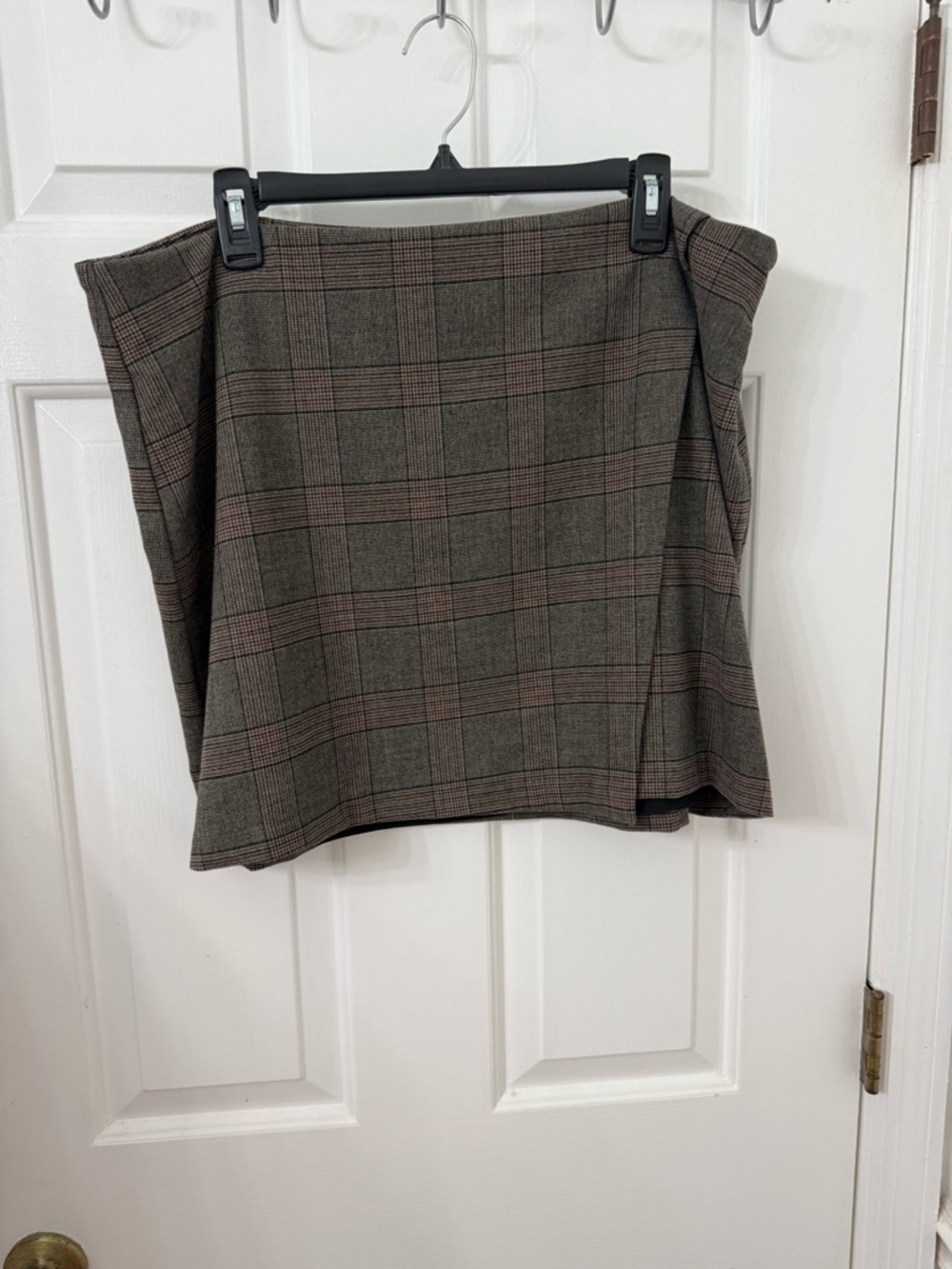 Old Navy Plaid Mini Skirt in Brown and Gray with Pink Accents